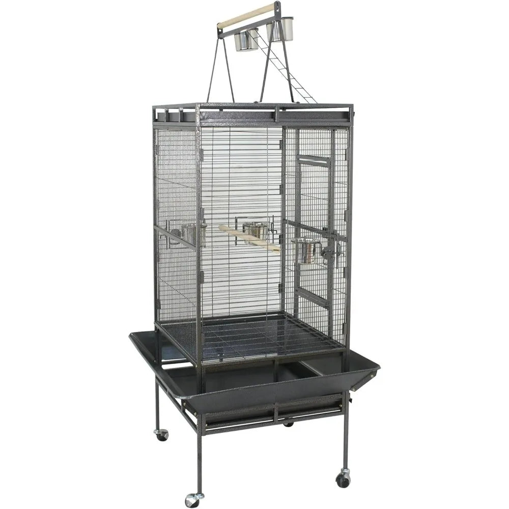 NONECN Wrought Iron Bird Cage With Rolling Stand For Birds