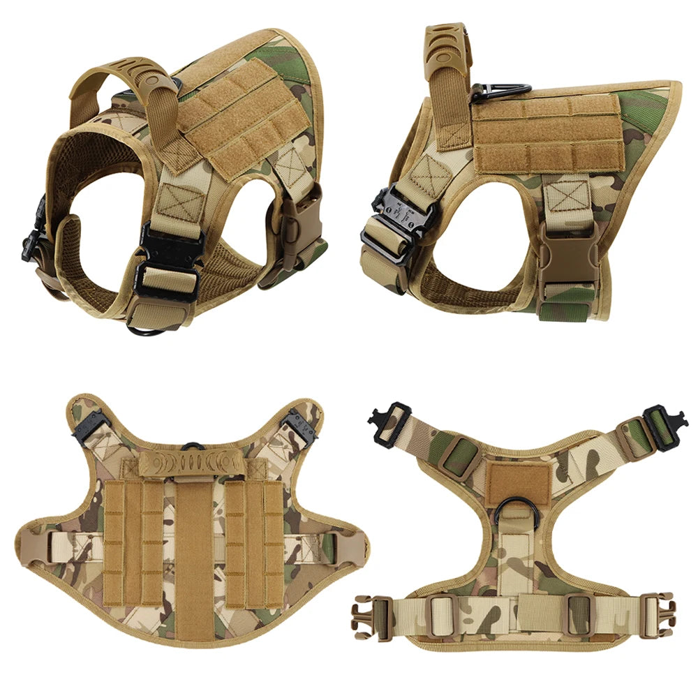 PETRAVELCN Military Large Dog Harness Vest Leash Patches Set