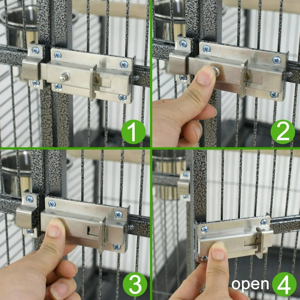 NONECN Wrought Iron Bird Cage With Rolling Stand For Birds