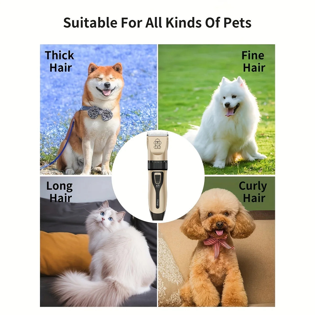 Low Noise USB Rechargeable Pet Grooming Tool Set With Ceramic Blades