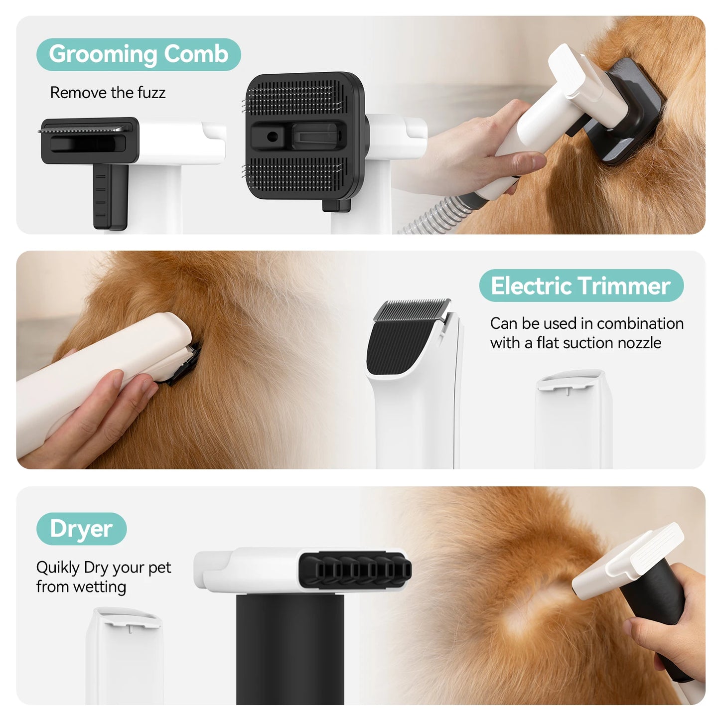 P1 Vacuum Cleaner And Hair Dryer 15kPa Pet Grooming Set