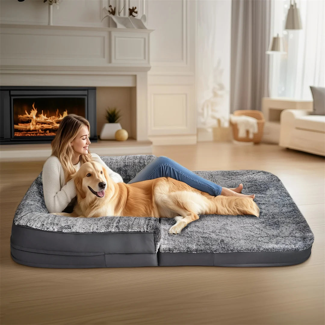 BINGOPAW Foldable Calming Dog Bed Plush Orthopedic