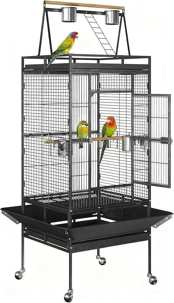 Playtop Parrot Cage With Rolling Stand Wrought Iron