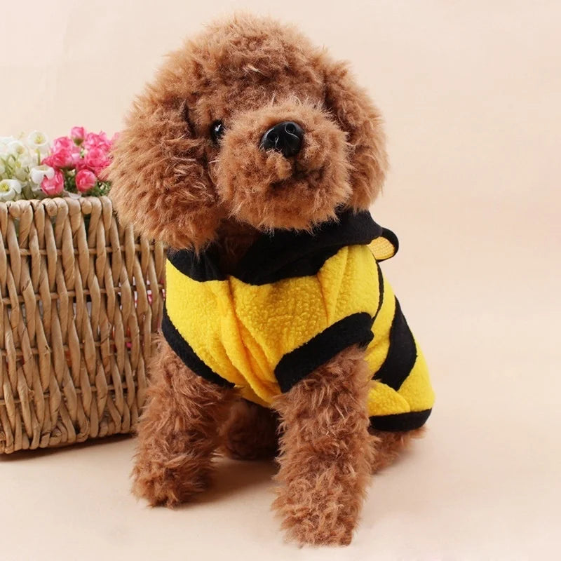 NONECN Bee Pet Puppy Coat Fleece Hoodie For Dogs Cats