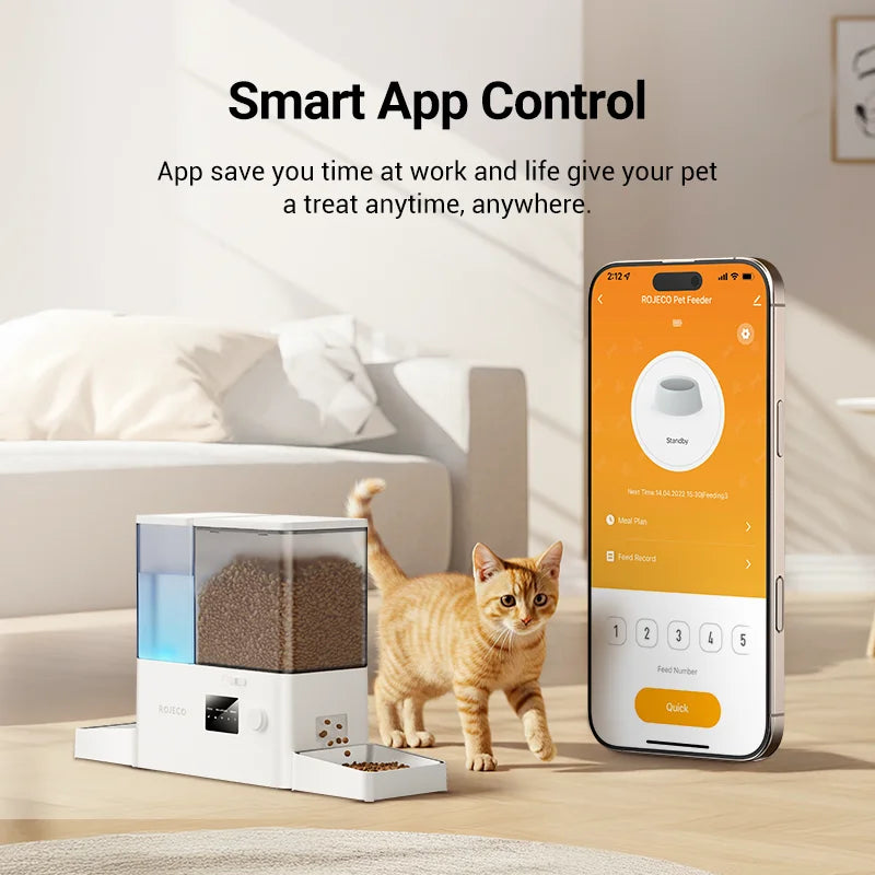 ROJECO Smart Pet Feeder and Water Fountain With WiFi