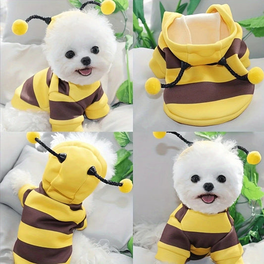NONECN Bee Costume Hoodie For Dogs Thickened Winter Pet Sweater