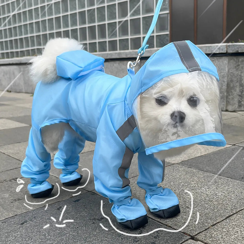 Waterproof Dog Raincoat Hooded Full Coverage Outdoor