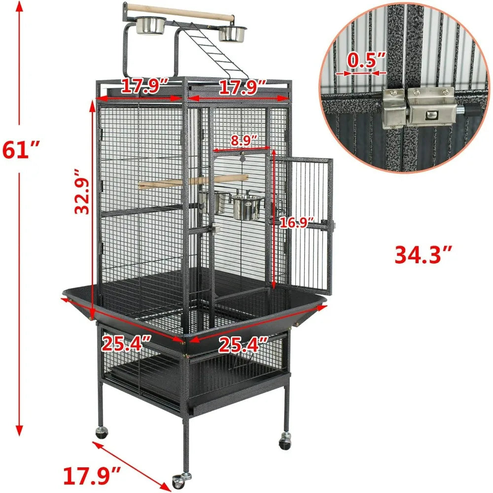 2in1 Bird Cage With Rolling Stand For Parrots