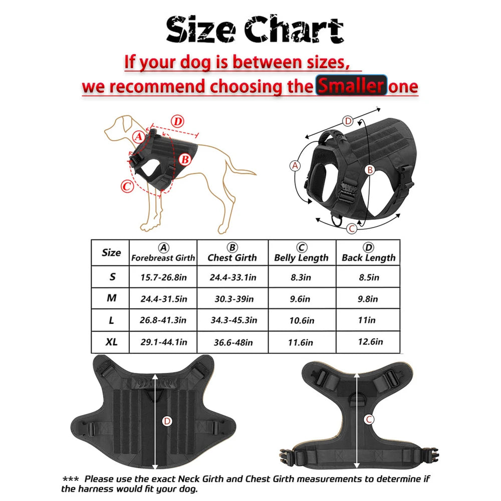 PETRAVELCN Military Large Dog Harness Vest Leash Patches Set