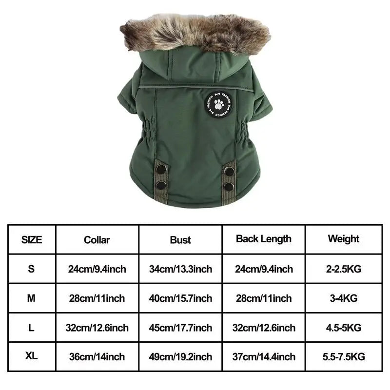 Pet Down Jacket Hoodie Coat For Dogs Warm Winter Outerwear