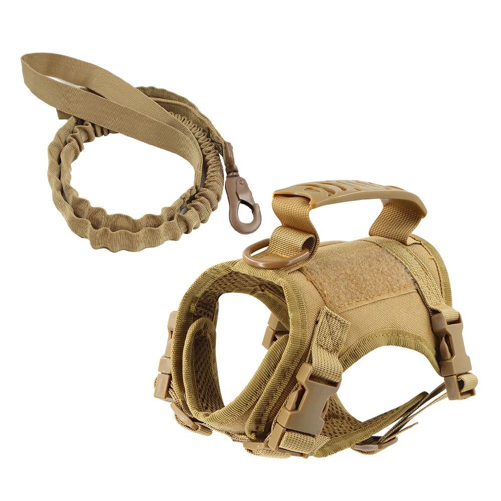 PETRAVELCN Tactical Puppy Harness Leash Set For Small Dogs Adjustable