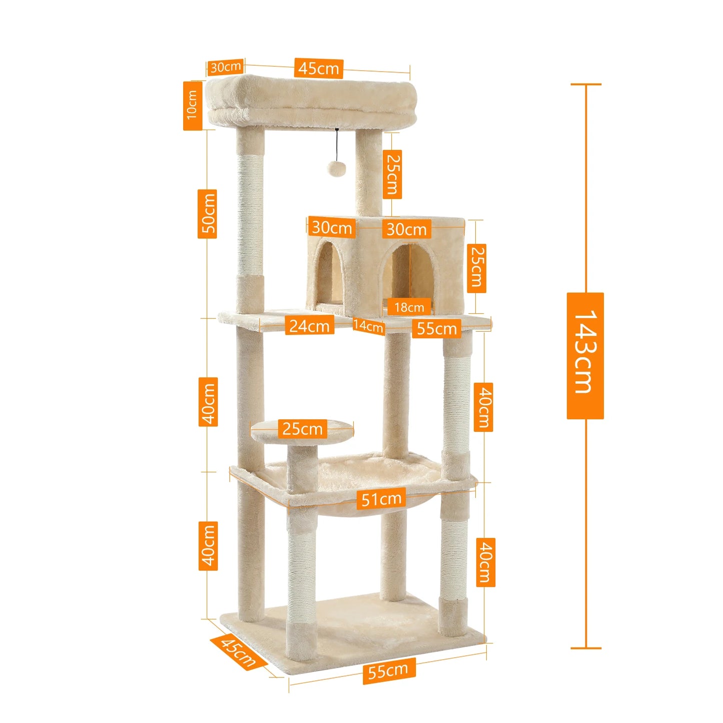 PAWZ Road 5-Level Cat Tree Tower For Indoor Cats