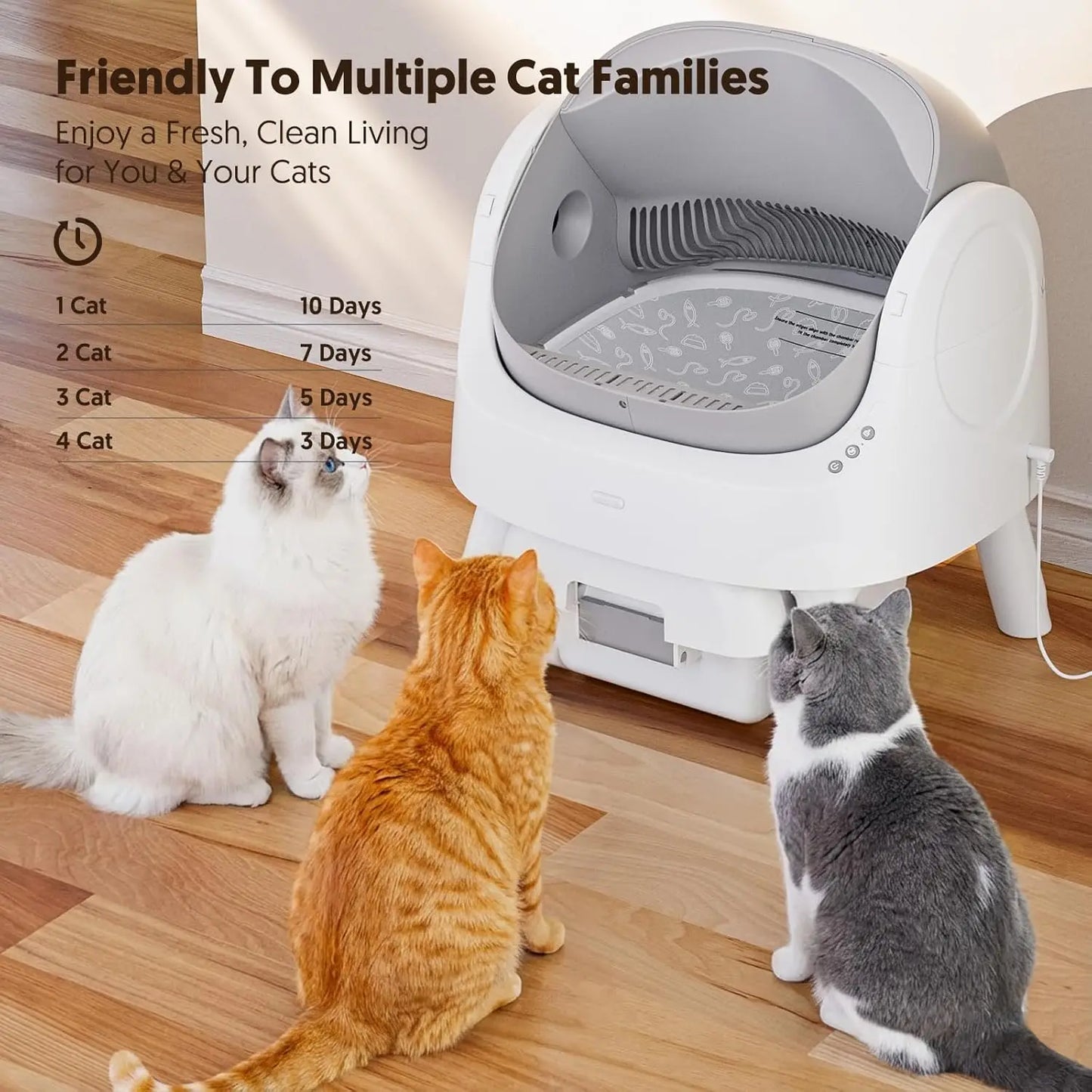 Self Cleaning Cat Litter Box For Multiple Cats With Safety